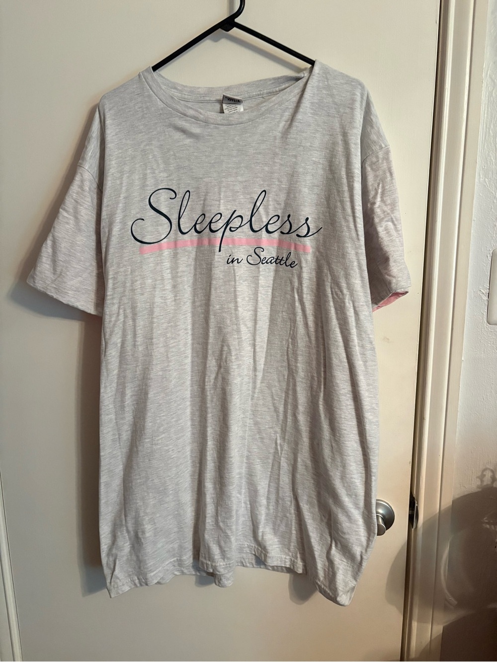 Sleepless in Seattle Women's Gray Sleep Tee/Dress - Pink Accent